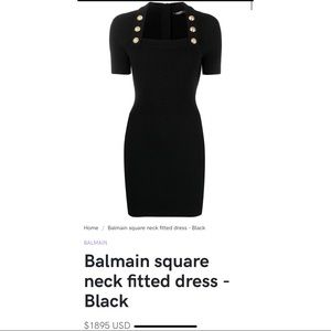 Balmain Square Neck Fitted Dress